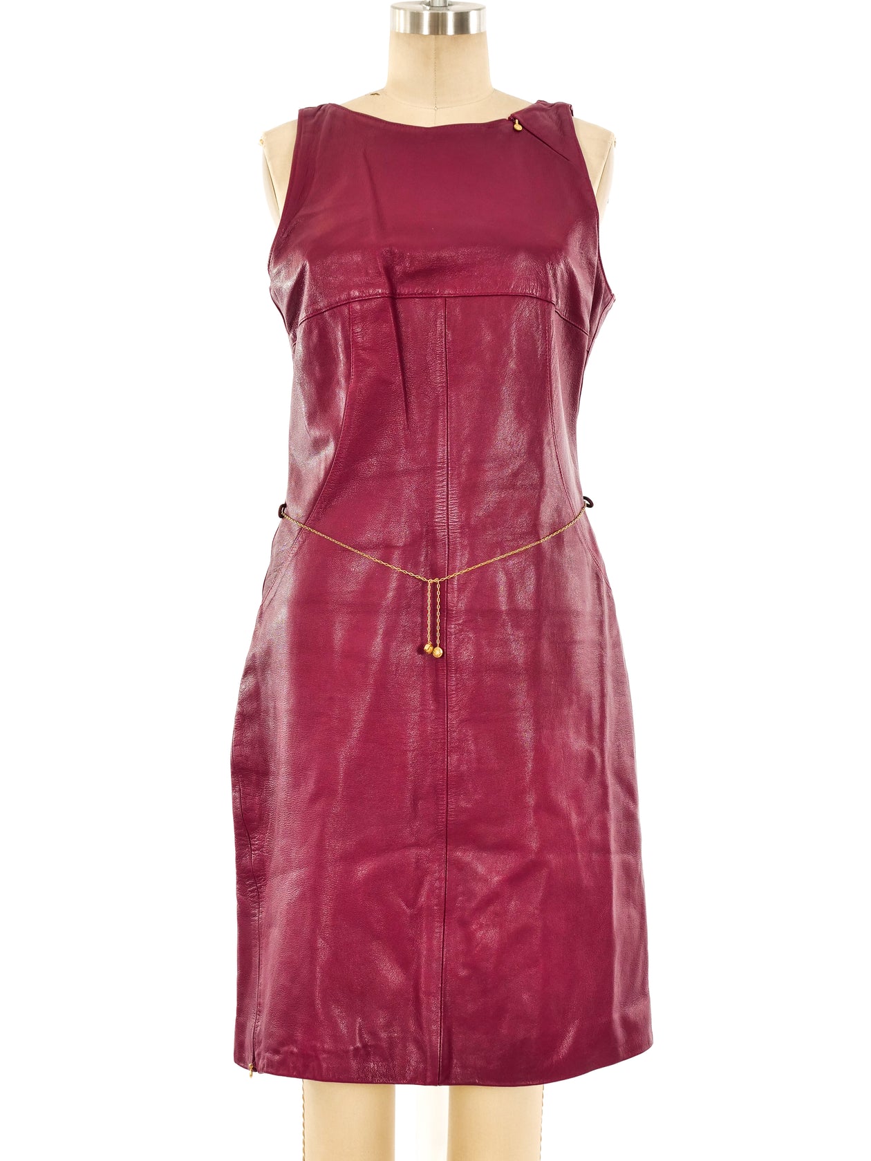 Versace Berry Leather Tank Dress