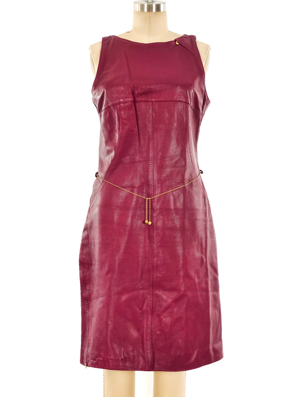Versace Berry Leather Tank Dress Dress arcadeshops.com