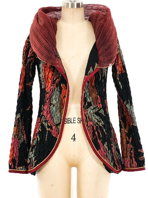 Jeanne Marc Shirred Palm Print Jacket Jacket arcadeshops.com
