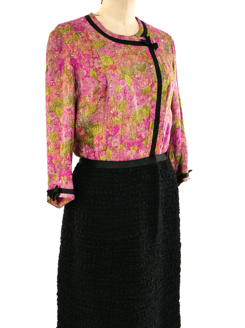 1960's Chanel Couture Floral Dress Dress arcadeshops.com
