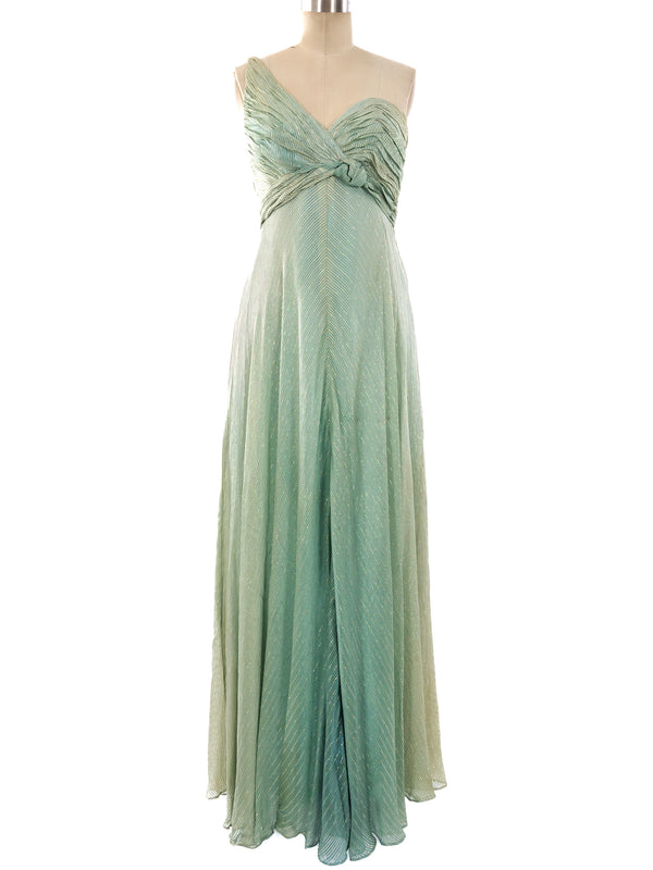 Ruben Panis Silk Chiffon One Shoulder Gown Dress arcadeshops.com