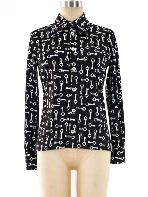 1970's Givenchy Key Printed Shirt Top arcadeshops.com