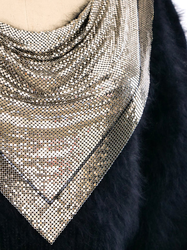 Chainmail Accented Angora Sweater Top arcadeshops.com