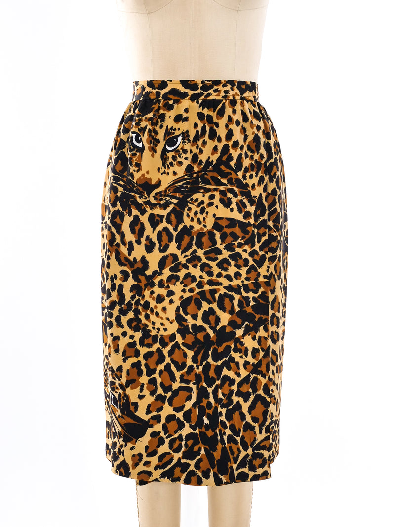 1986 Yves Saint Laurent Leopard Printed Skirt Bottom arcadeshops.com