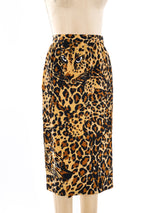 1986 Yves Saint Laurent Leopard Printed Skirt Bottom arcadeshops.com