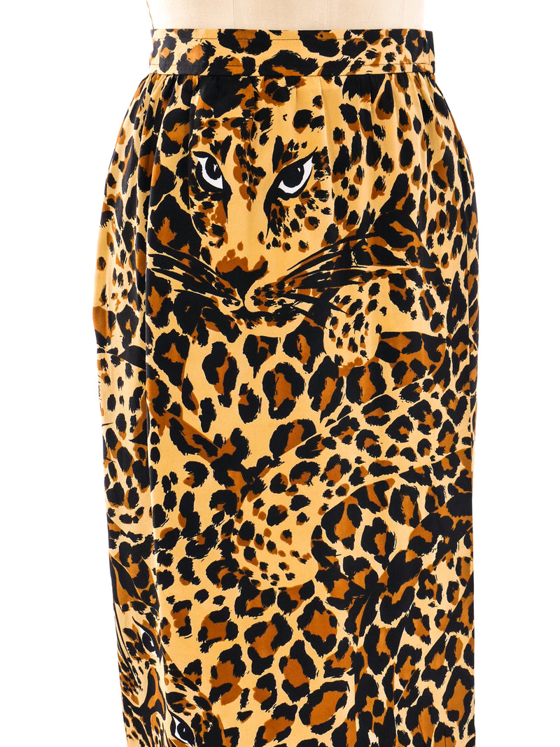 1986 Yves Saint Laurent Leopard Printed Skirt Bottom arcadeshops.com