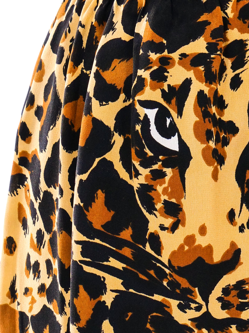1986 Yves Saint Laurent Leopard Printed Skirt Bottom arcadeshops.com