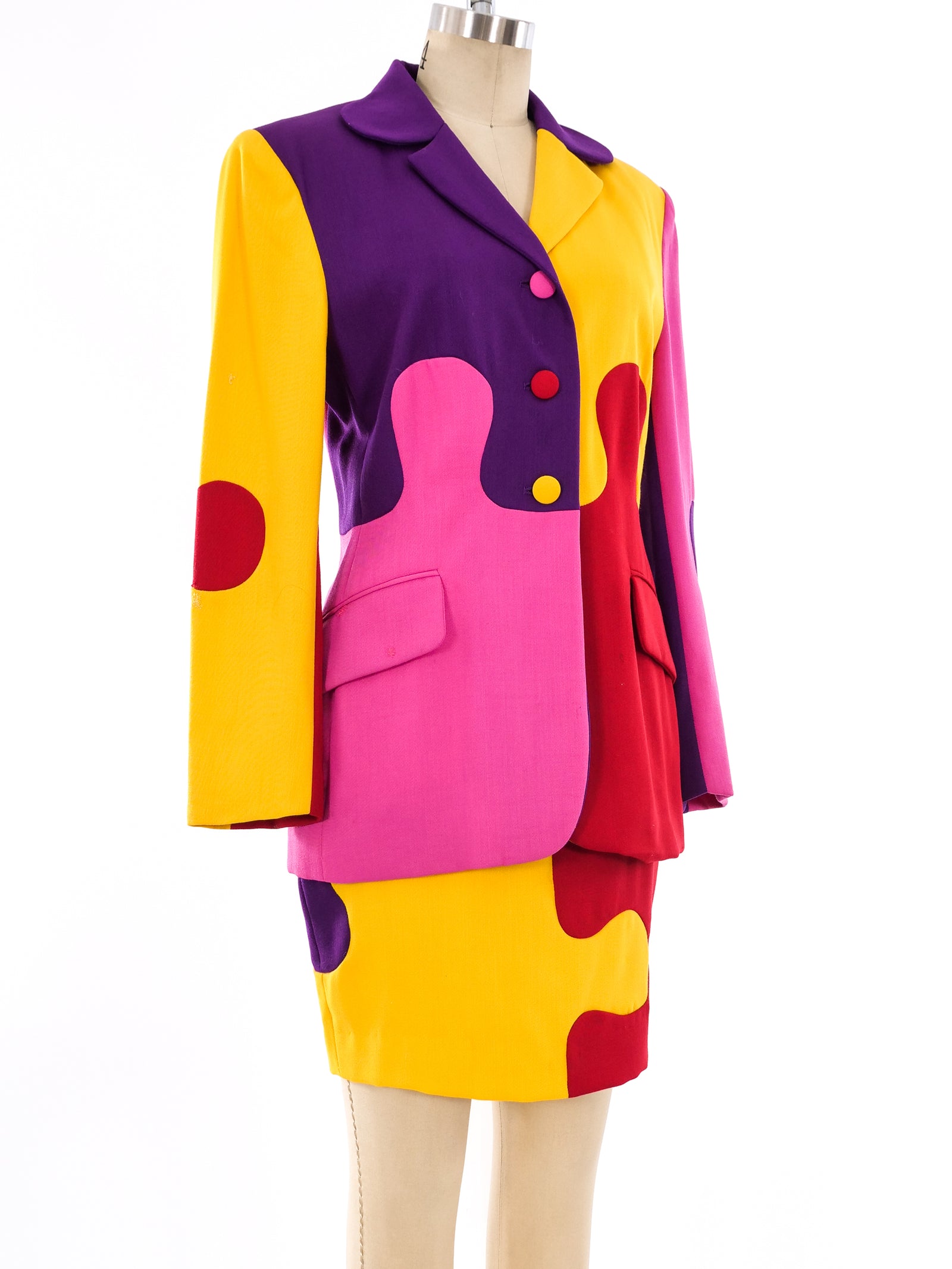 vintage MOSCHINO パズル柄 ワンピース N3290 Moschino Puzzle Skirt Suit