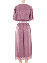 Lace Trimmed Jacquard Silk Dress Dress arcadeshops.com