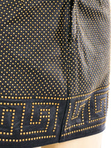 Gianni Versace Greek Key Studded Leather Mini Skirt Bottom arcadeshops.com