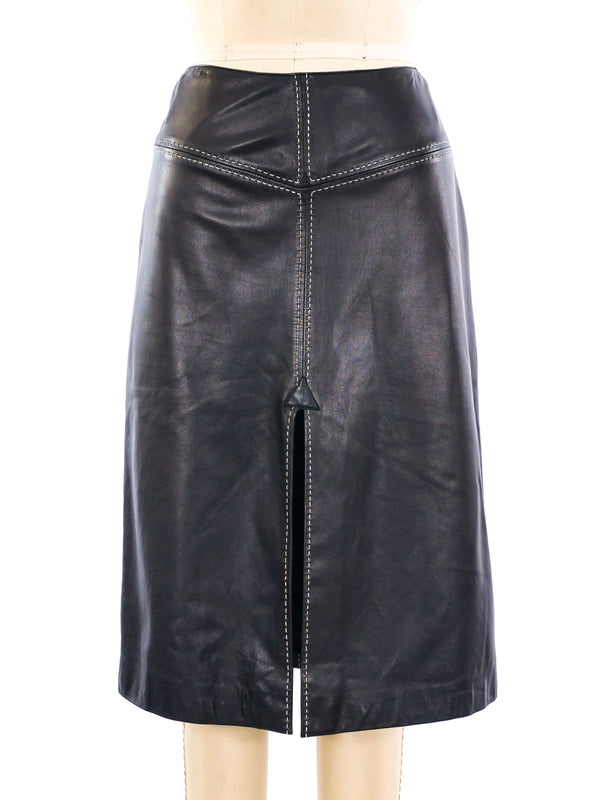 Thierry Mugler Leather Midi Skirt Bottom arcadeshops.com