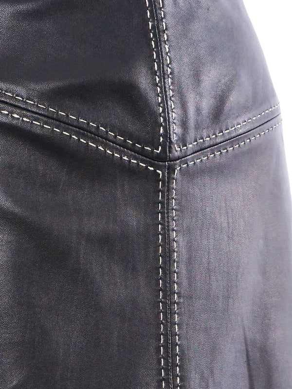 Thierry Mugler Leather Midi Skirt Bottom arcadeshops.com