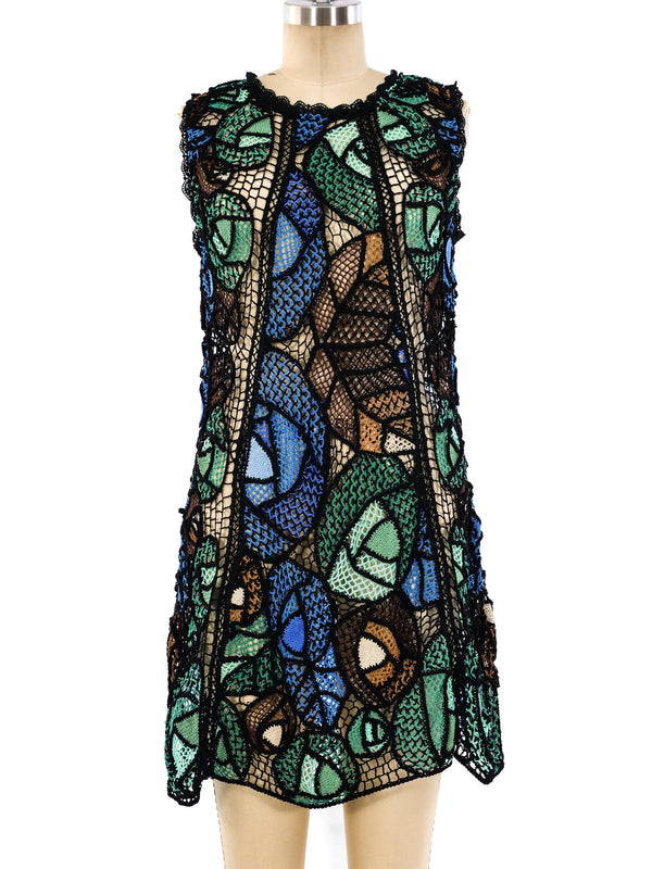 Floral Pattern Crochet Tank Dress Dress arcadeshops.com