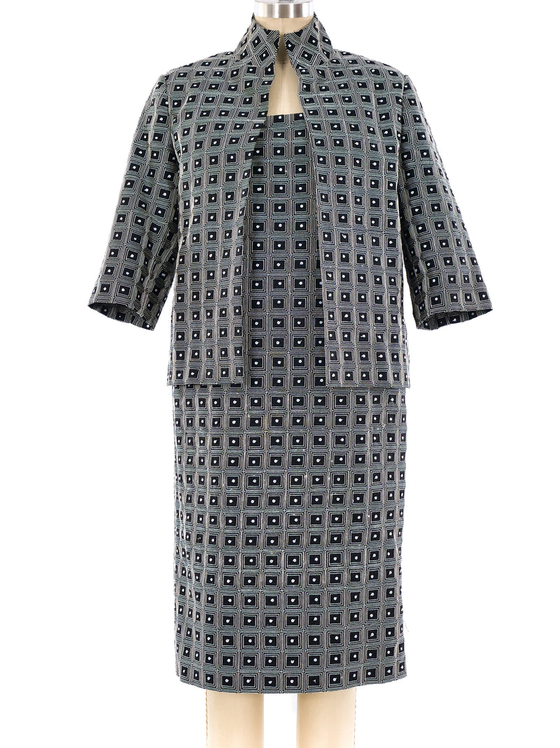 Gianni Versace Geometric Pattern Dress Ensemble Suit arcadeshops.com