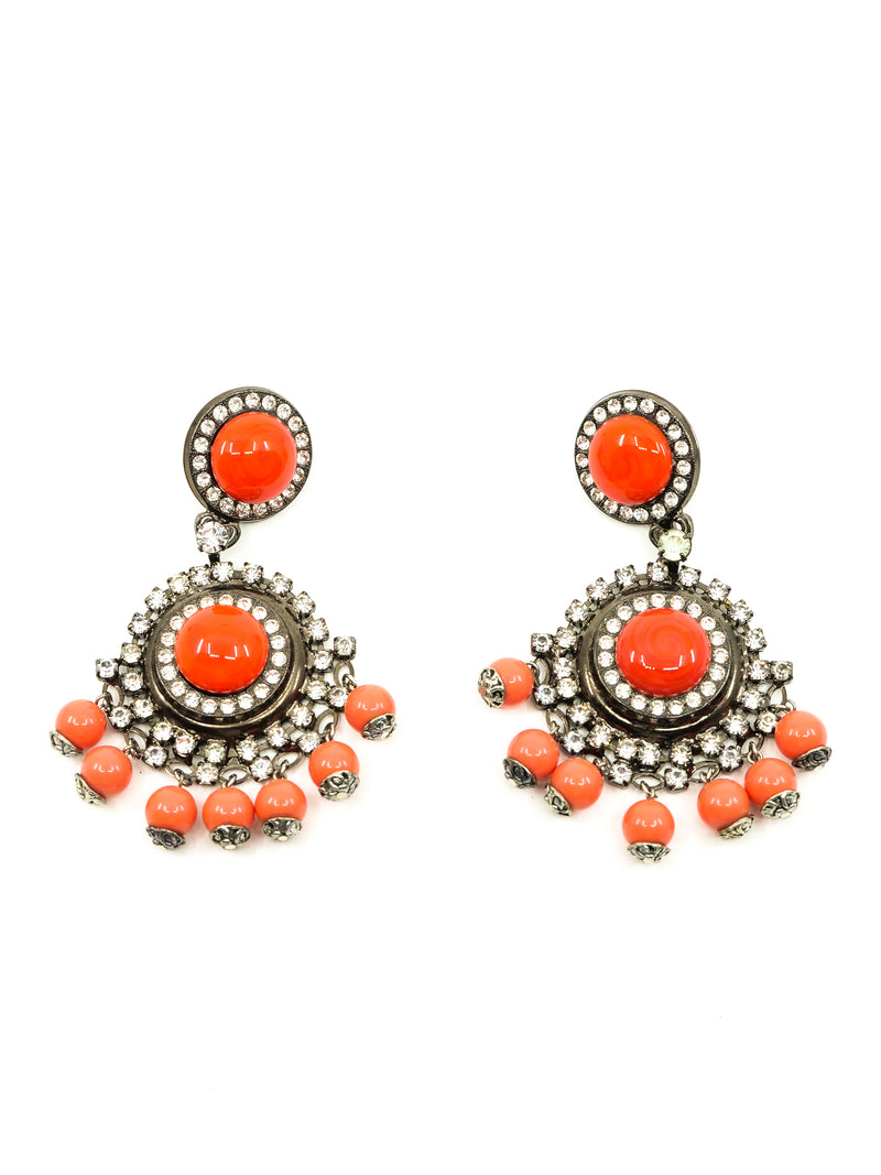Lawrence Vrba Coral Bead Embellished Chandelier Earrings Accessory arcadeshops.com