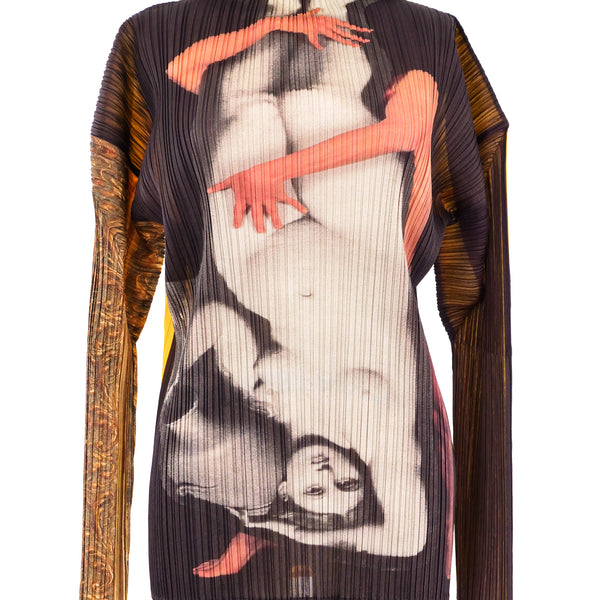 ISSEY MIYAKE - 美品 イッセイミヤケ ×YASUMASA MORIMURA PLEATS PLEASE プリーツプリーズ アーティストシリーズ 裸婦プリント チュニック トップス サイズ：3 ポリエステル レディース ISSEY MIYAKE 【228-48743】 ISSEY MIYAKE - 美品 イッセイミヤケ ×YASUMASA MORIMURA PLEATS