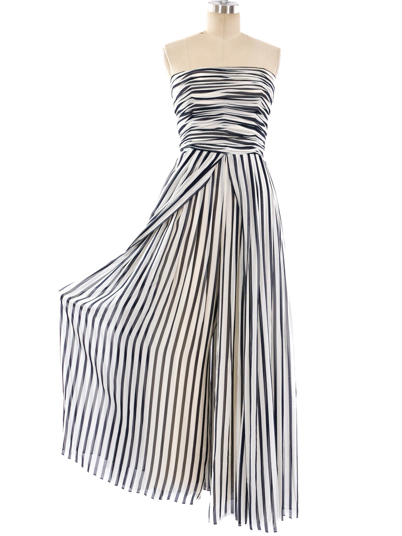 Oscar de la Renta Striped Chiffon Jumpsuit Jumpsuit arcadeshops.com