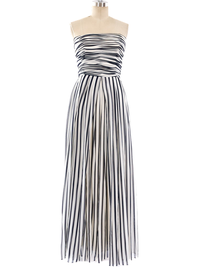 Oscar de la Renta Striped Chiffon Jumpsuit Jumpsuit arcadeshops.com