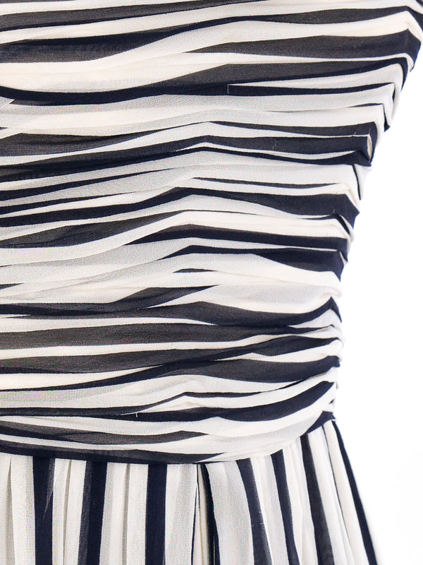 Oscar de la Renta Striped Chiffon Jumpsuit Jumpsuit arcadeshops.com