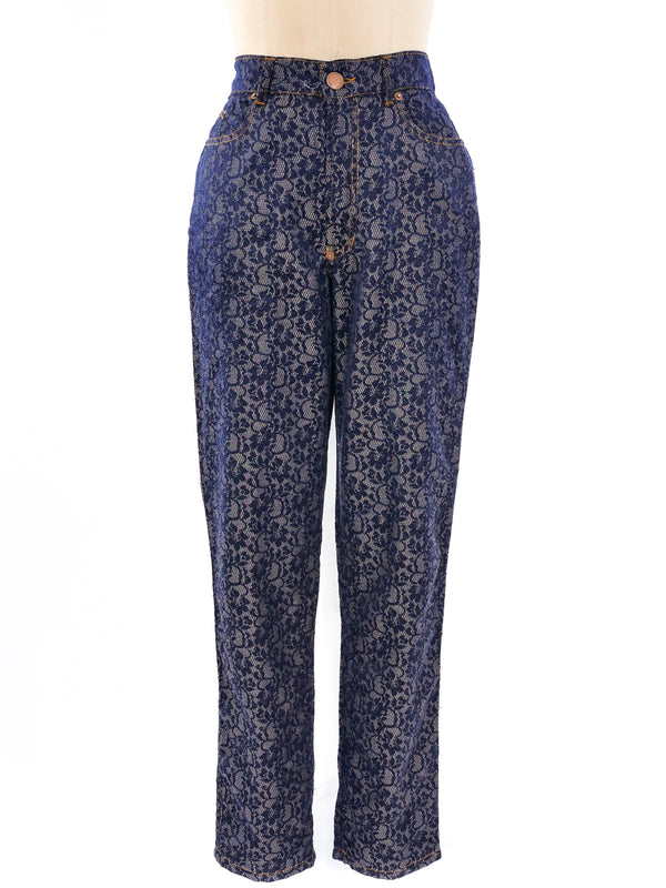 Jean Paul Gaultier Lace Pattern Jeans Bottom arcadeshops.com