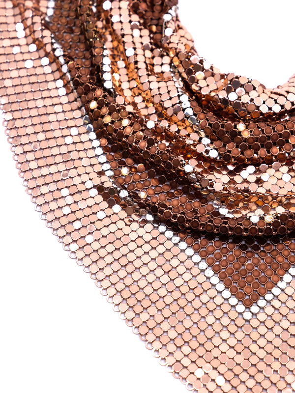 Whiting and Davis Rose Gold Chainmail Bib Necklace Accessory arcadeshops.com