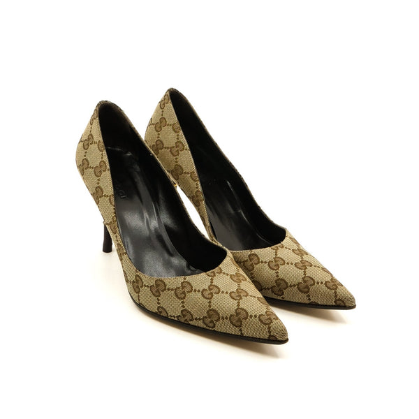 【GUCCI】BAMBOO PUMPS●812998BNC001000 Gucci Monogram Bamboo Heeled Pumps, 8