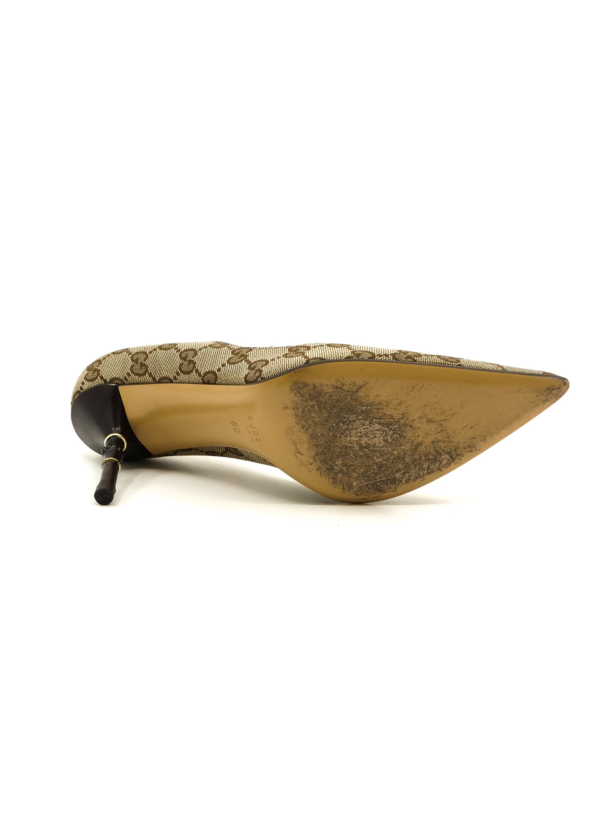 Gucci Monogram Bamboo Heeled Pumps, 8