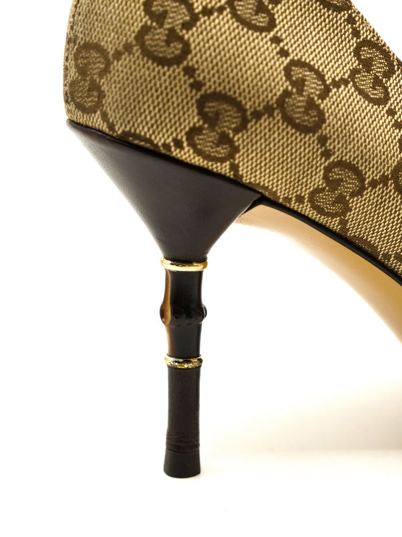 Gucci Monogram Bamboo Heeled Pumps, 8 Accessory arcadeshops.com