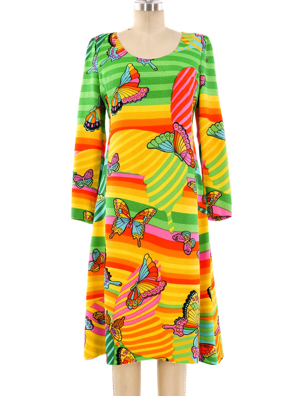 Hanae Mori Psychedelic Butterfly Printed Silk Dress Dress arcadeshops.com