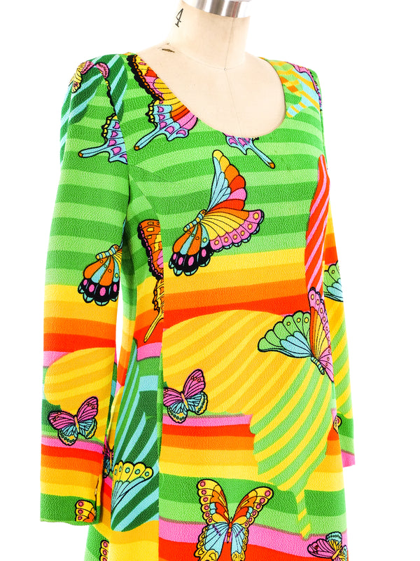 Hanae Mori Psychedelic Butterfly Printed Silk Dress Dress arcadeshops.com