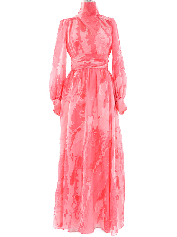 Victor Costa Printed Chiffon Maxi Dress Dress arcadeshops.com
