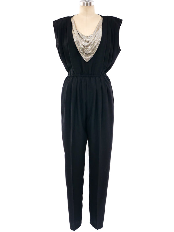 Chainmail Bib Accented Jumpsuit Jumpsuit arcadeshops.com