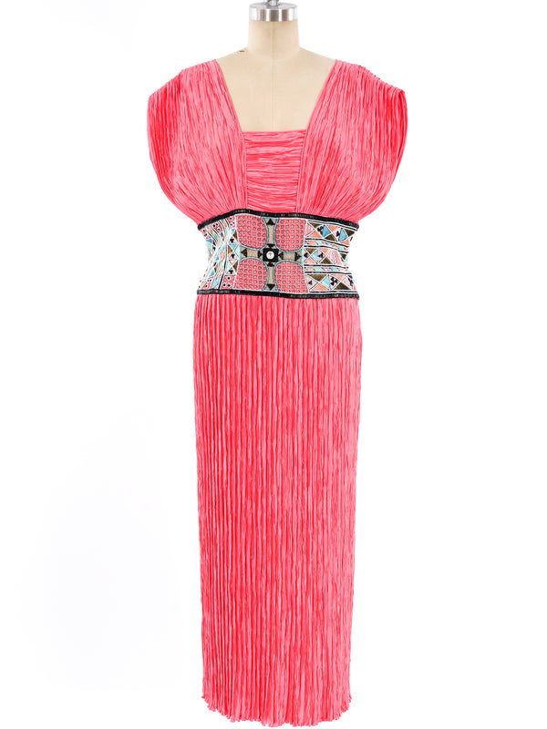 Mary McFadden Embellished Plisse Pleated Dress Dress arcadeshops.com