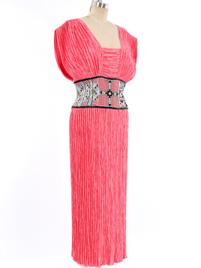 Mary McFadden Embellished Plisse Pleated Dress Dress arcadeshops.com