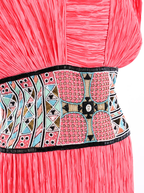 Mary McFadden Embellished Plisse Pleated Dress Dress arcadeshops.com