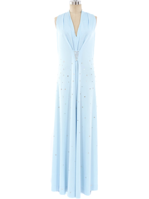 Rhinestone Embellished Sleeveless Jersey Gown Dress arcadeshops.com