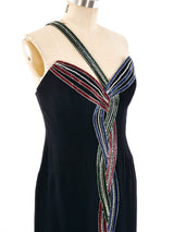 Bob Mackie Embellished One Shoulder Gown Dress arcadeshops.com
