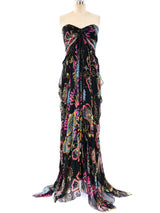 Christian Lacroix Printed Chiffon Sleeveless Gown Dress arcadeshops.com
