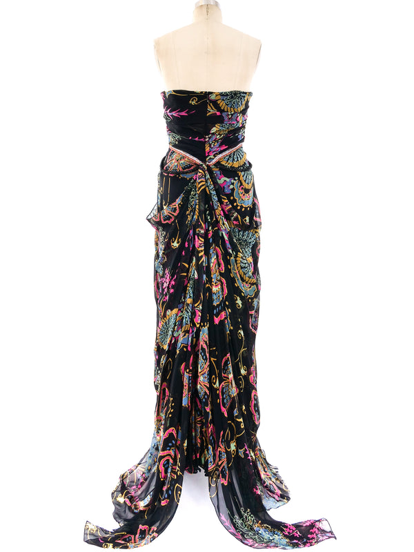 Christian Lacroix Printed Chiffon Sleeveless Gown Dress arcadeshops.com