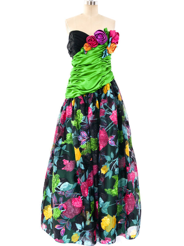 Eugene Alexander Dimensional Floral Strapless Gown Dress arcadeshops.com