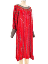 Bead Embellished Striped Dress Dress arcadeshops.com