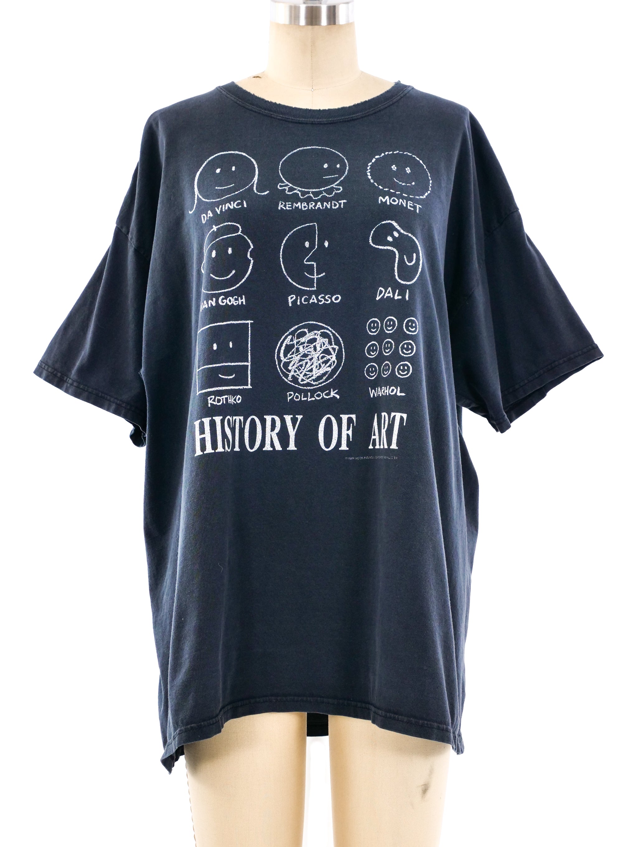 90s Smily Face History of Art アート プリントT History of Art Smiley Tee