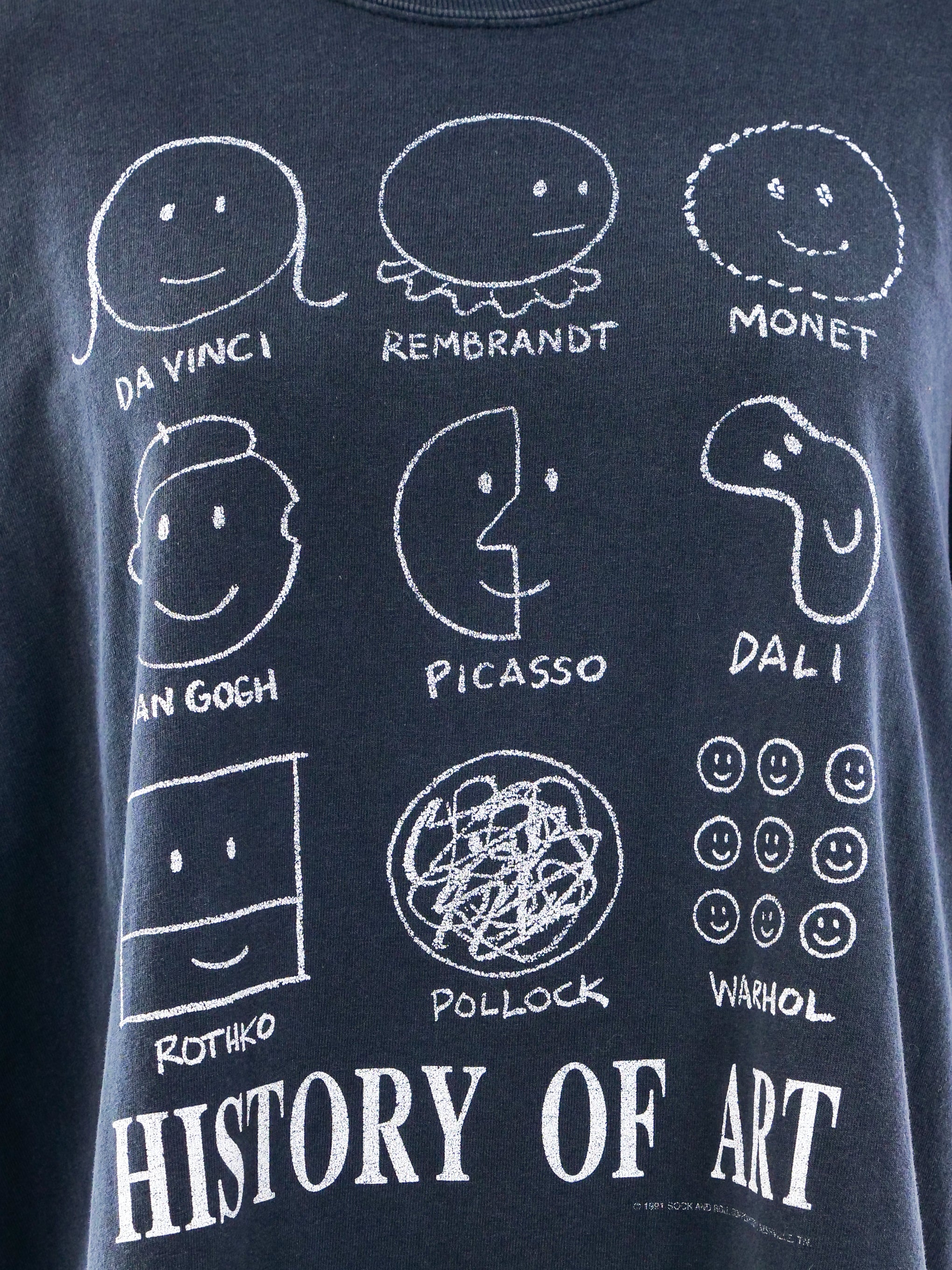 90s Smily Face History of Art アート プリントT History of Art Smiley Tee