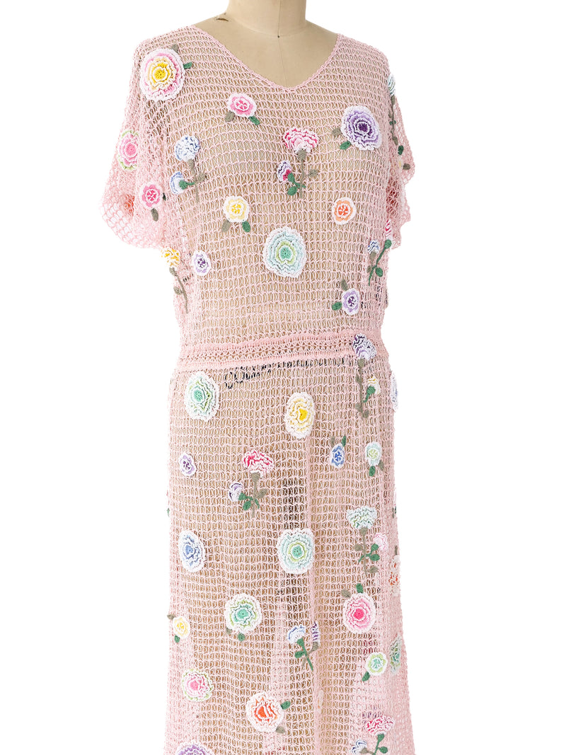Pastel Crochet Floral Flutter Sleeve Dress Dress arcadeshops.com