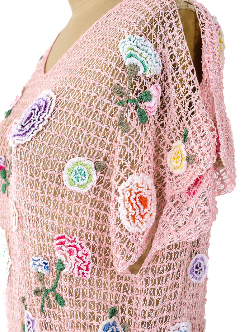 Pastel Crochet Floral Flutter Sleeve Dress Dress arcadeshops.com