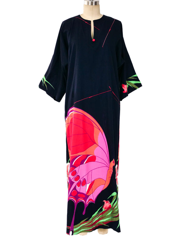 Butterfly Printed Cotton Caftan Dress arcadeshops.com