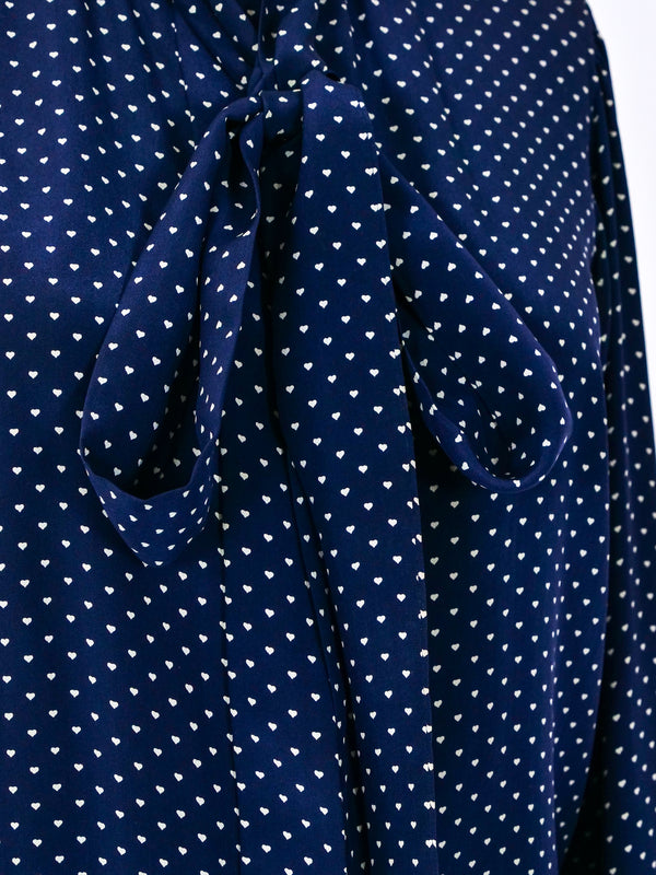 Yves Saint Laurent Heart Print Silk Blouse Top arcadeshops.com