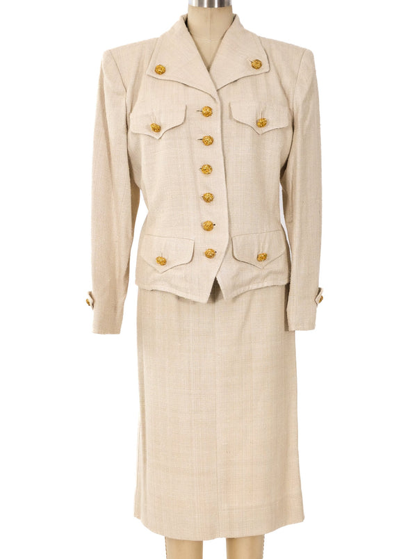 Yves Saint Laurent Natural Silk Skirt Suit Suit arcadeshops.com