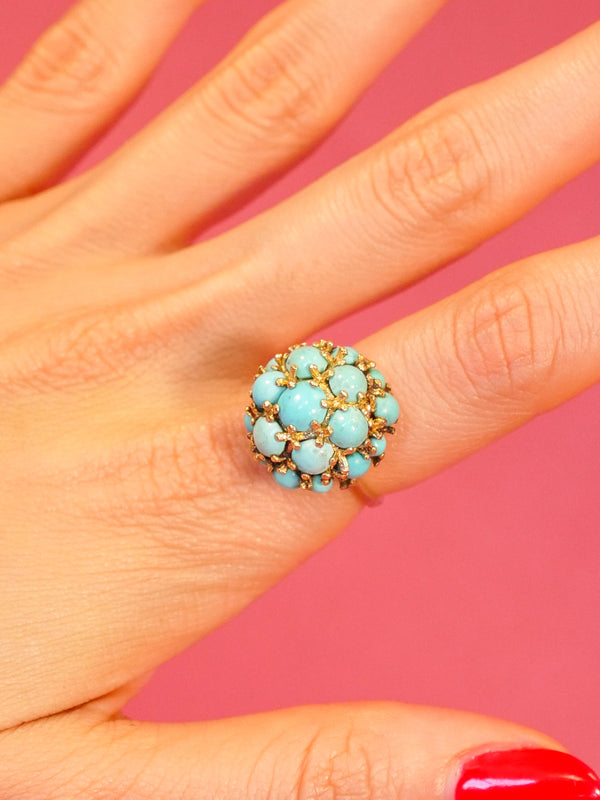 Turquoise Cabochon Cocktail Ring Fine Jewelry arcadeshops.com