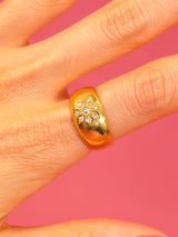 18k Diamond Flower Dome Band Ring Fine Jewelry arcadeshops.com